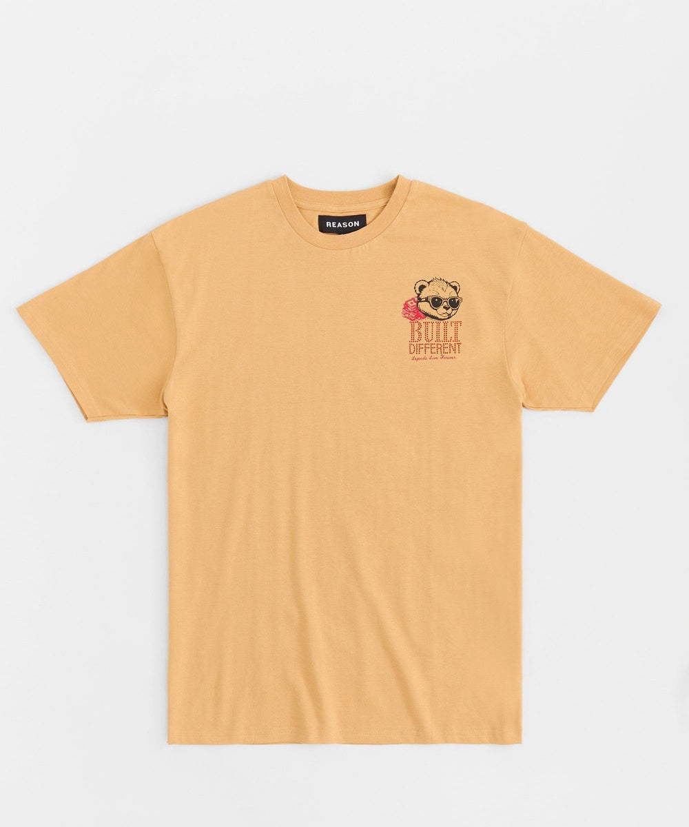  Reason Clothing Built Different Rhinestone Short Sleeve Tee - Khaki - KHAKI - Bonton