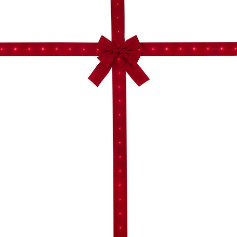 14' Pre-Lit Battery Operated Red Velvet Christmas Door Bow