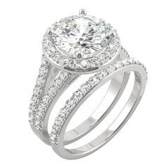 Charles & Colvard 3.69cttw Moissanite Halo Bridal Set