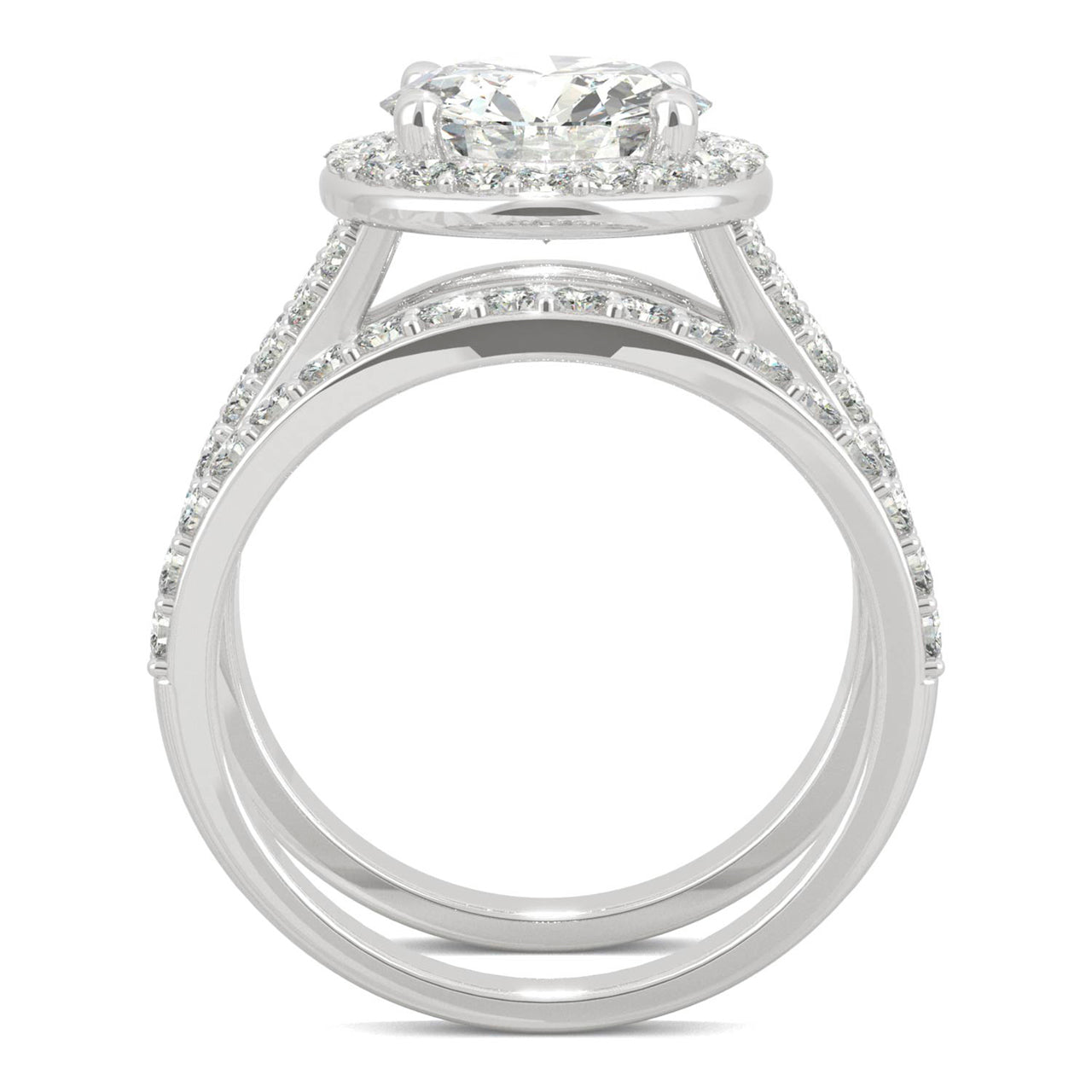  Charles & Colvard Charles & Colvard 3.69cttw Moissanite Halo Bridal Set - White Gold - Bonton