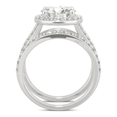 Charles & Colvard 3.69cttw Moissanite Halo Bridal Set