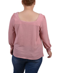 Plus Size 3/4 Sleeve Square Neck Blouse