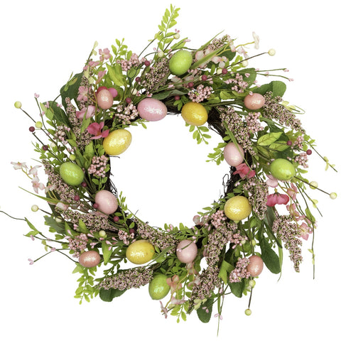 Easter Egg With Berry Floral Springtime Wreath  Pink and Green 20"