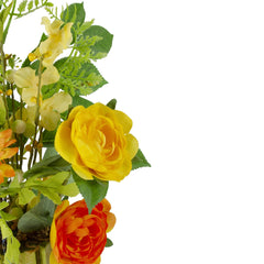 Potted Ranunculus and Rose Floral Spring Decoration - 13"