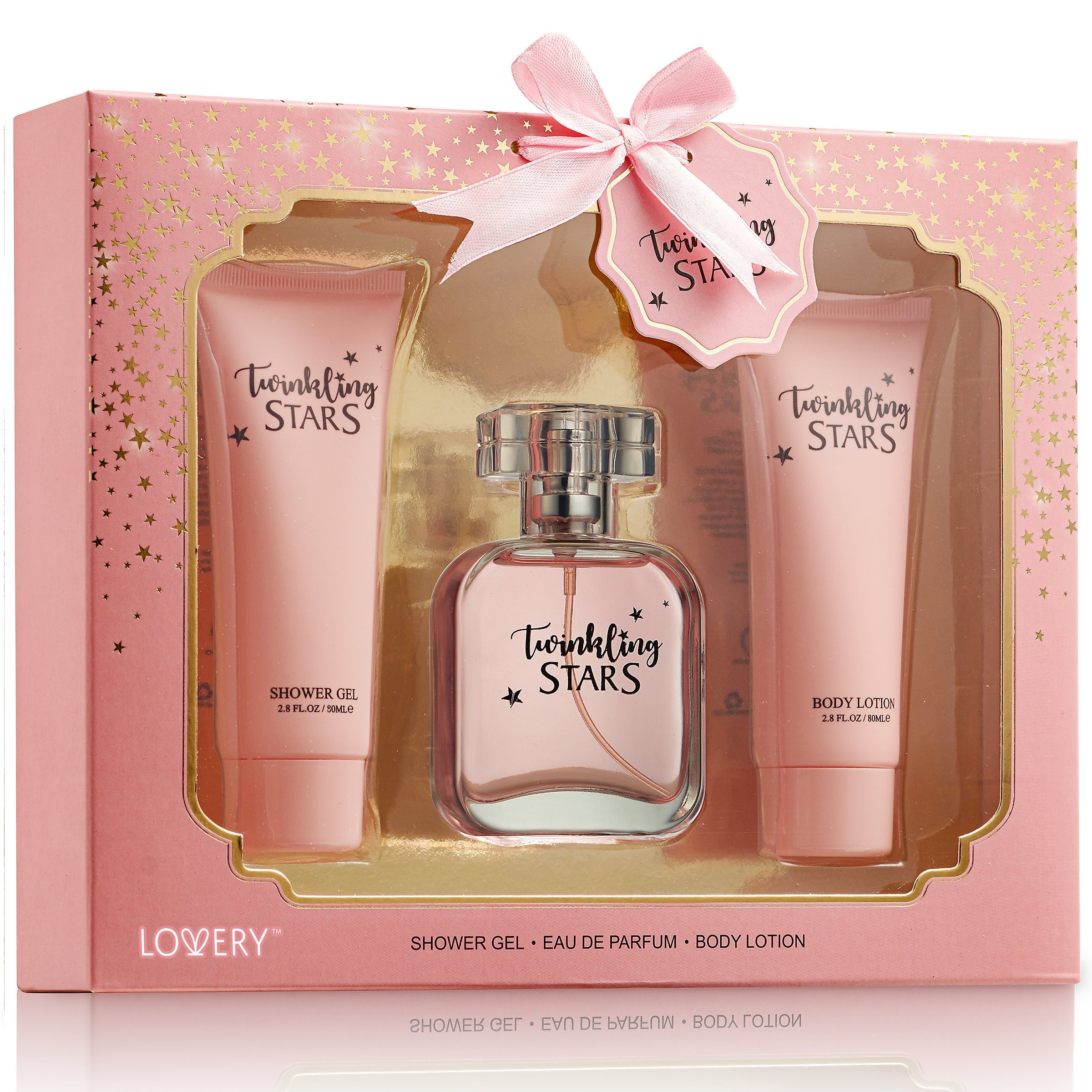  Lovery Twinkling Stars Womens 3 pc Bath and Home Spa Gift set - Pink/Gold - Bonton