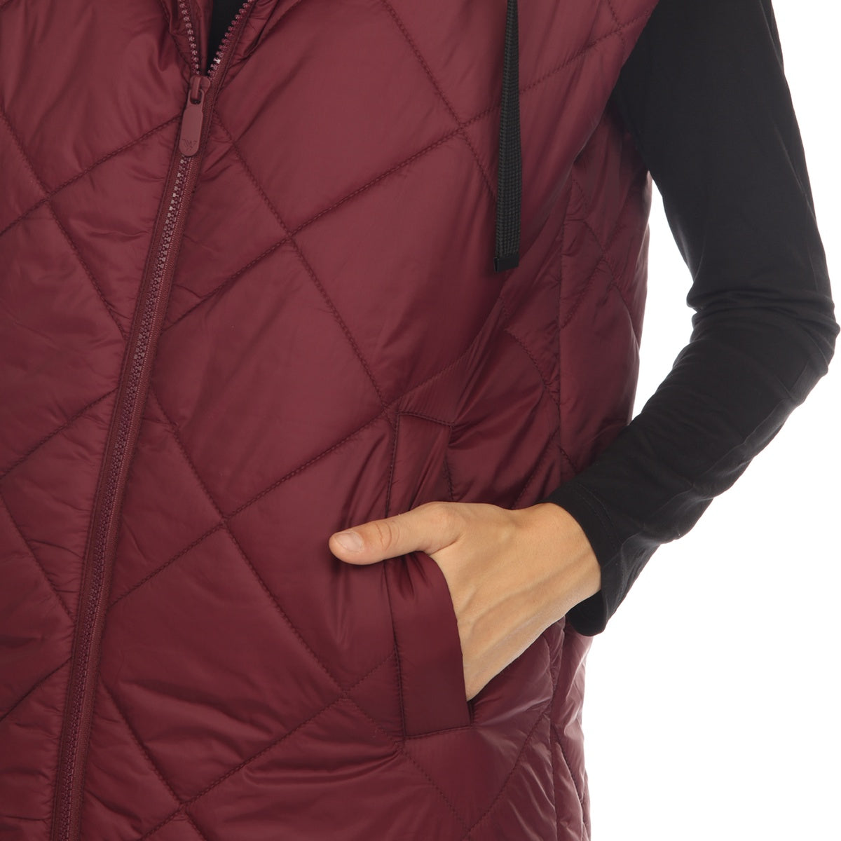  White Mark Women's Diamond Quilted Hooded Puffer Vest - Small - Bonton