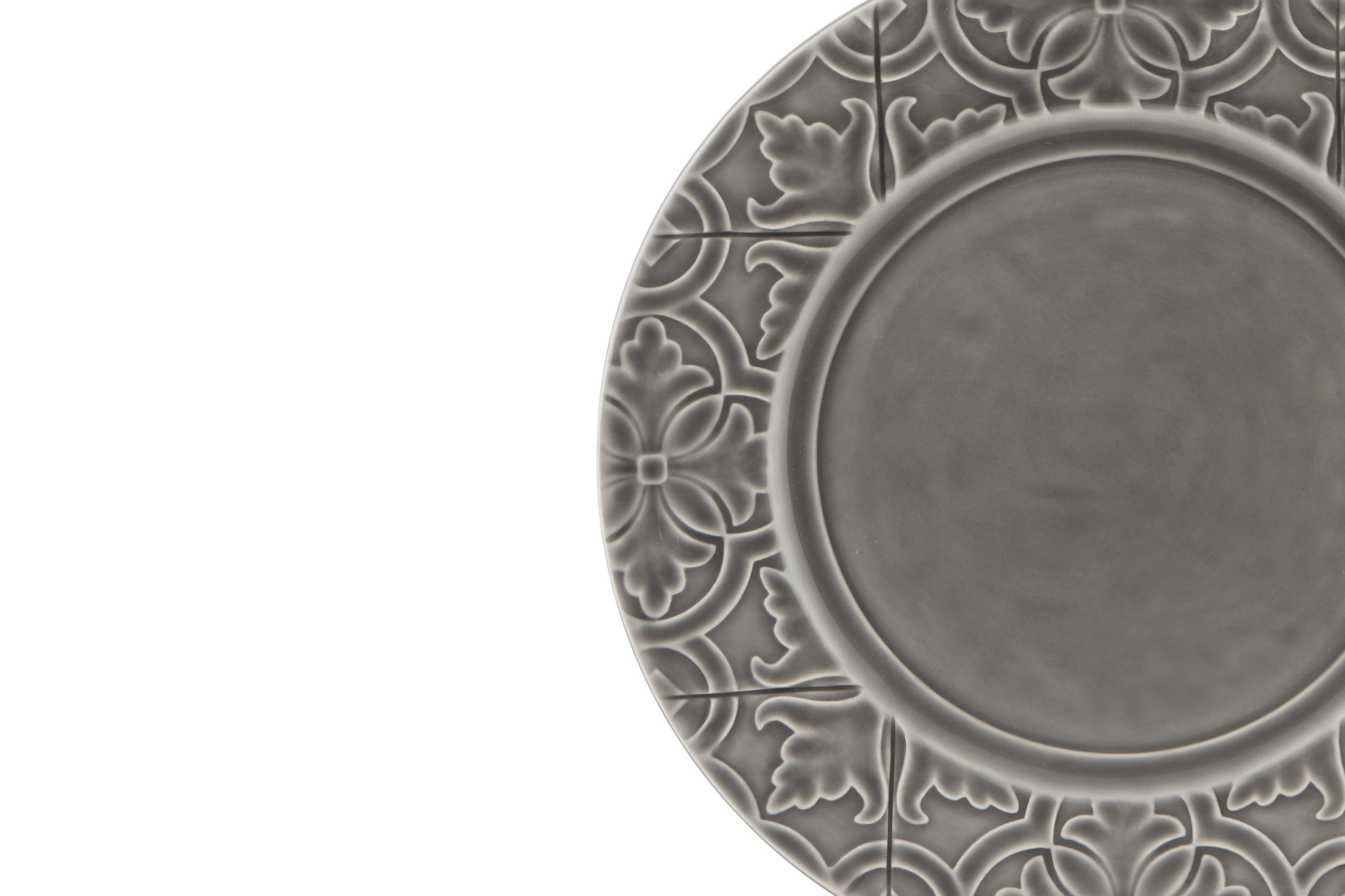  Bordallo Pinheiro Rua Nova Dinner Plates Set of 4 - Anthracite - Bonton