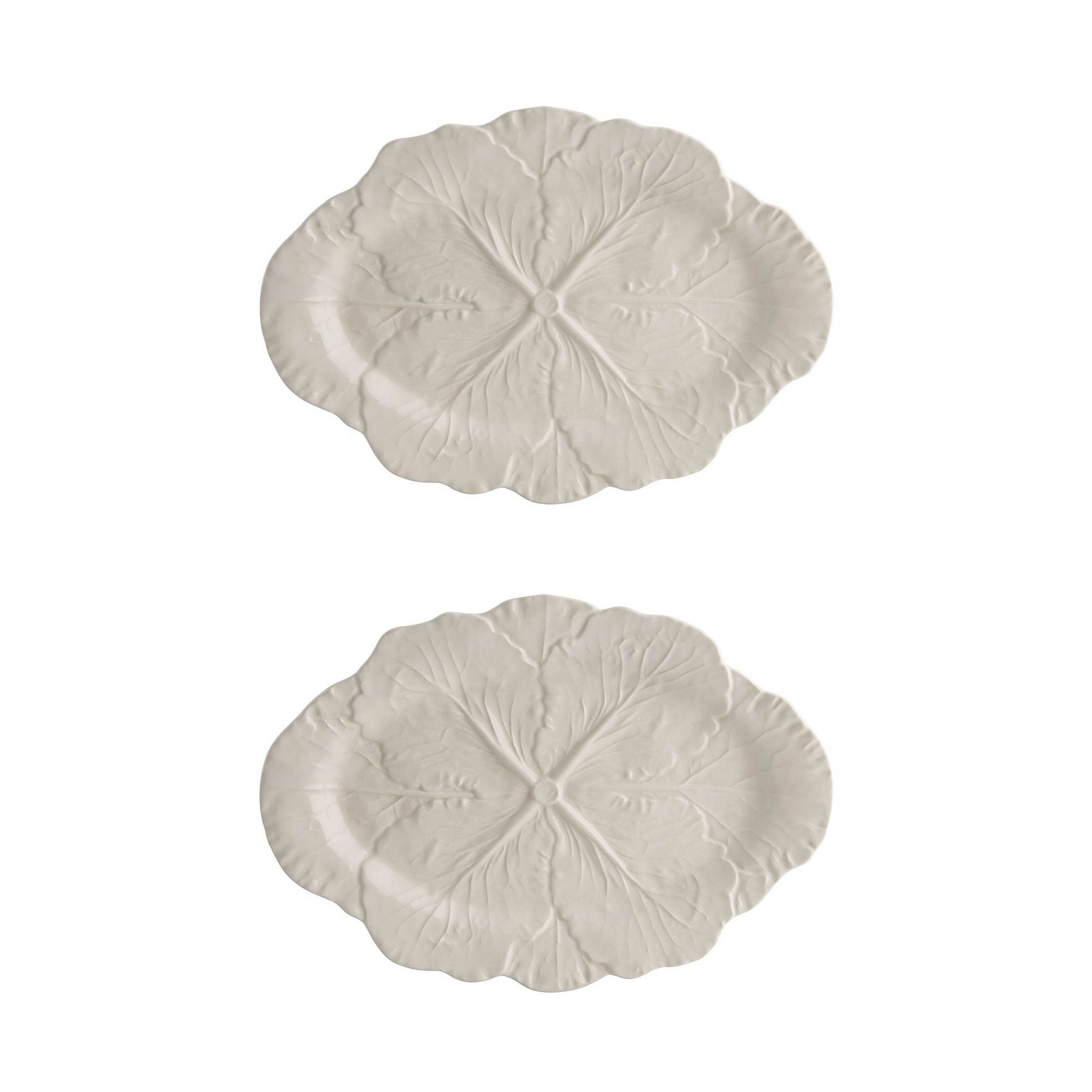  Bordallo Pinheiro Cabbage Oval Platters Set of 2 - Beige - Bonton