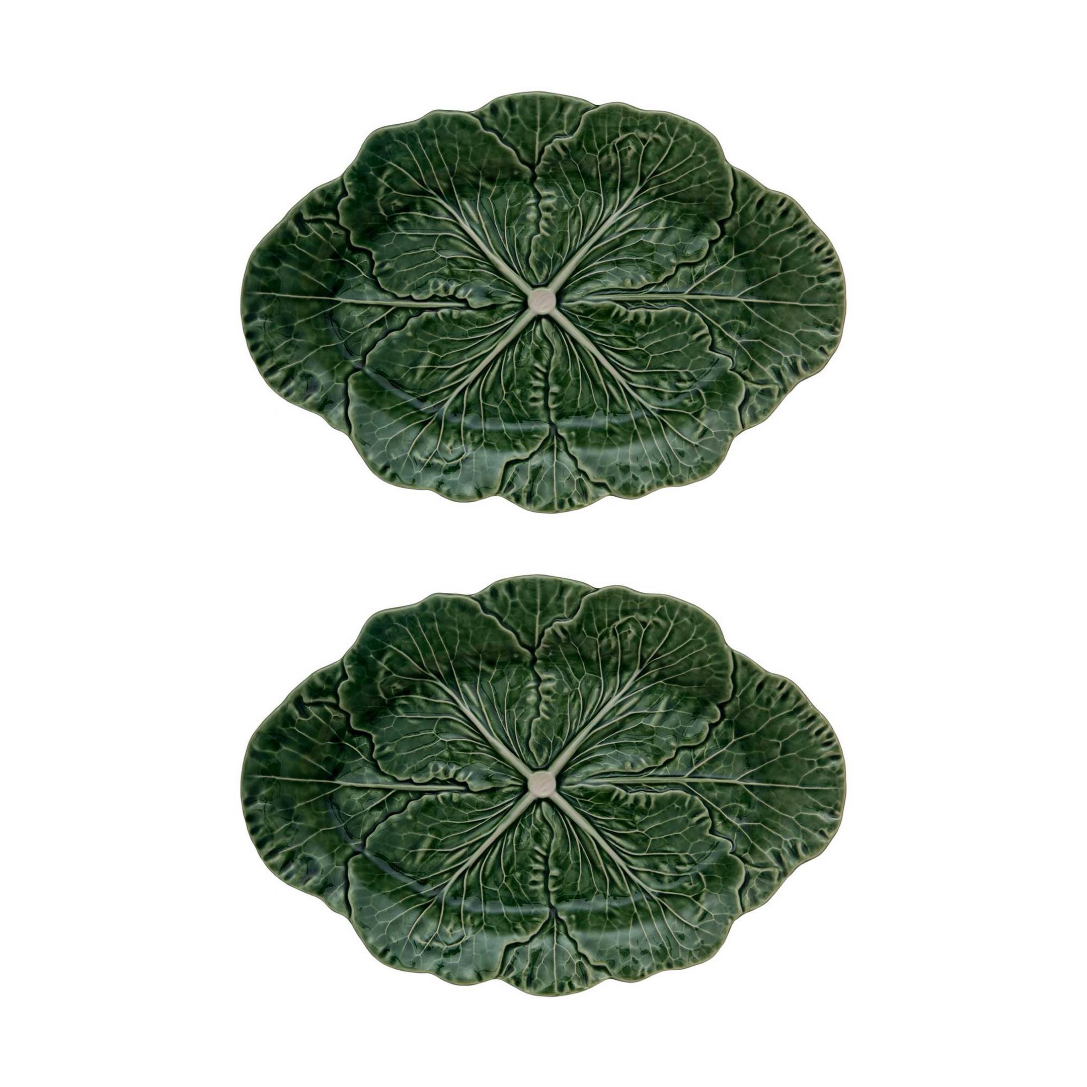  Bordallo Pinheiro Cabbage Oval Platters Set of 2 - Beige - Bonton