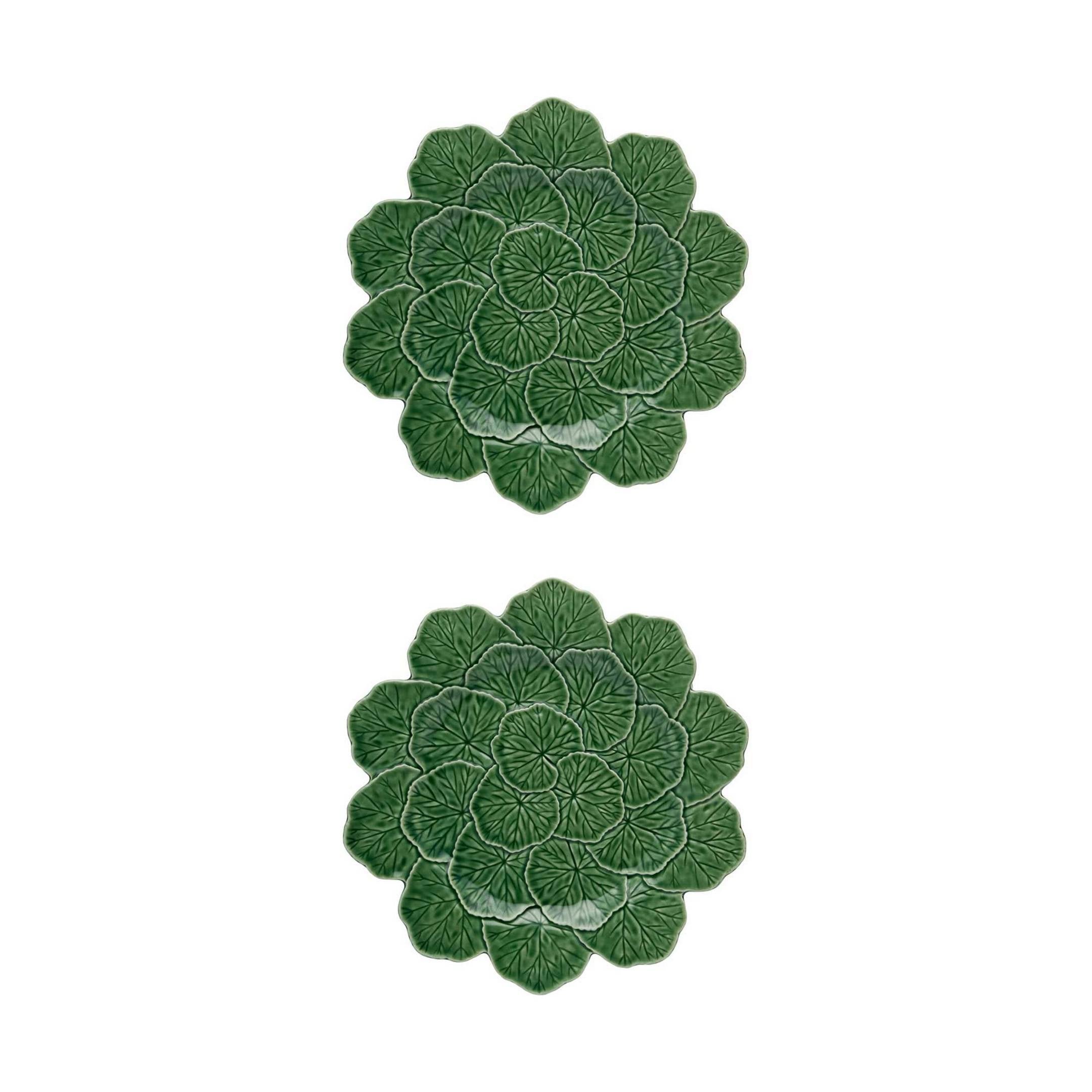  Bordallo Pinheiro Geranium Charger Plates Set of 2 - Green - Bonton