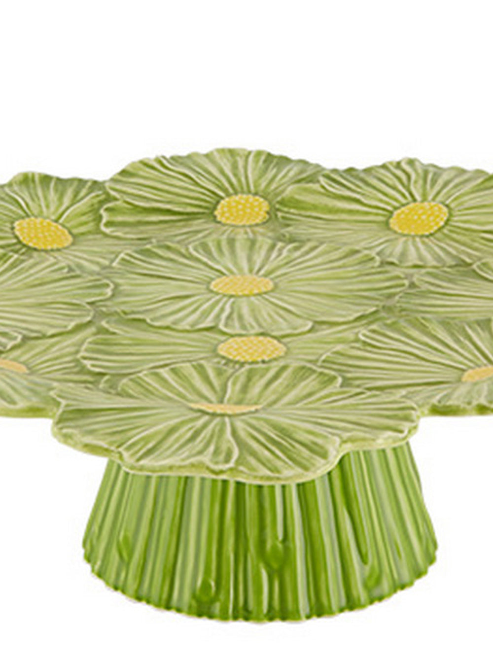  Bordallo Pinheiro Maria Flor Large Cake Stand - Green/Yellow - Bonton