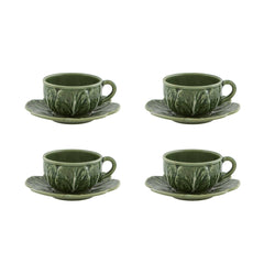 Cabbage Tea Cups & Saucers Set of 4