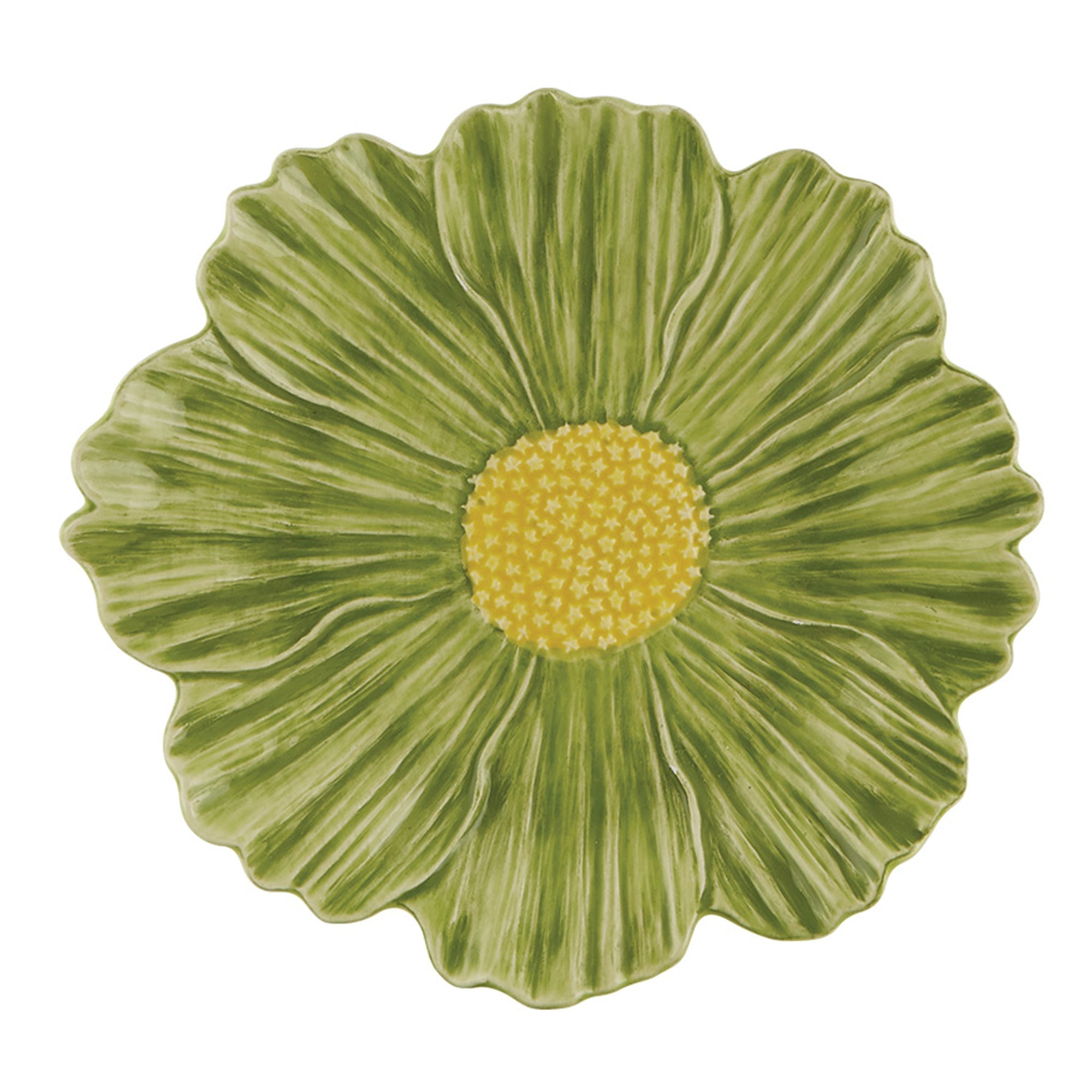  Bordallo Pinheiro Maria Flor Cosmos Fruit Plates Set of 4 - Green/Yellow - Bonton