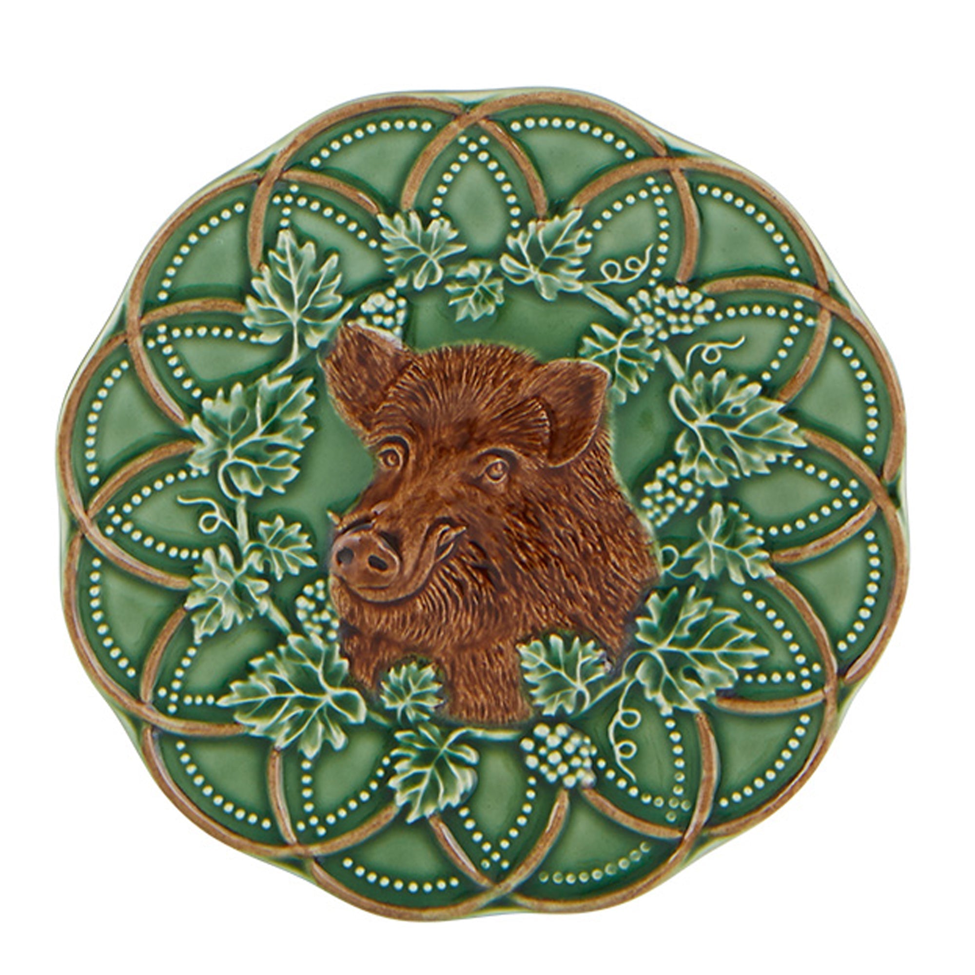  Bordallo Pinheiro Woods Boar Bread & Butter Plates Set of 4 - Green - Bonton