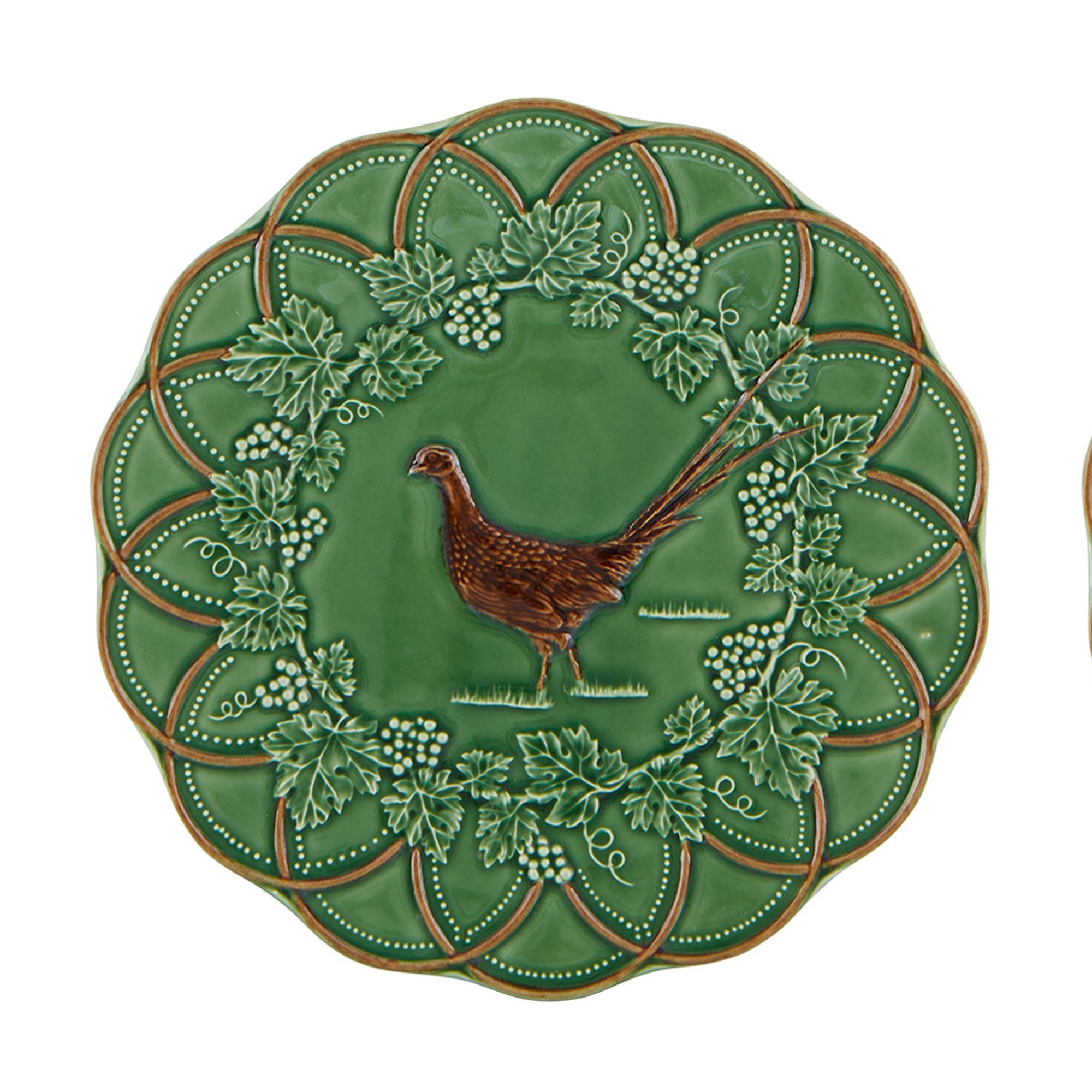  Bordallo Pinheiro Woods Pheasant Snack Plates Set of 4 - Green - Bonton