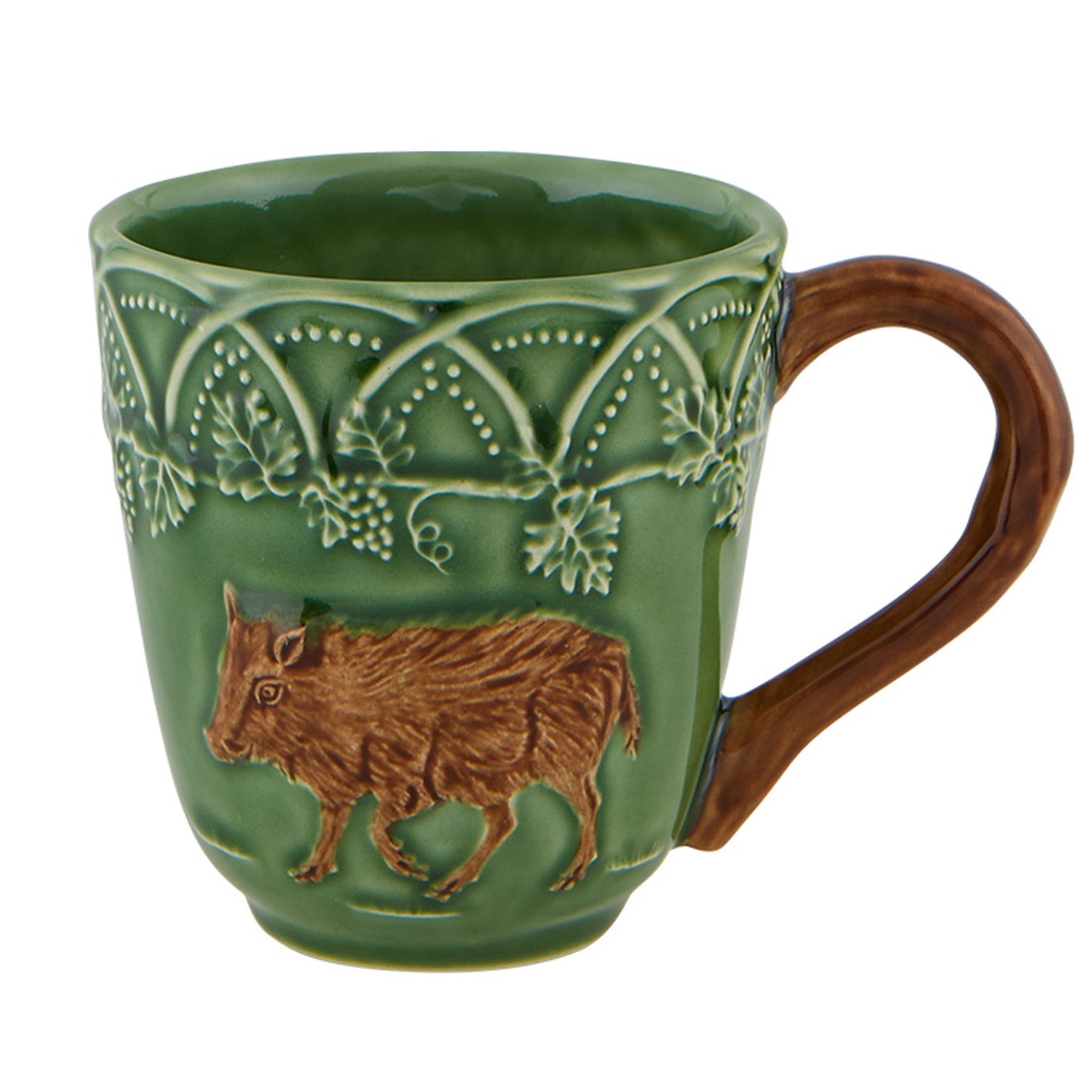  Bordallo Pinheiro Woods Boar Mugs Set of 4 - Green - Bonton