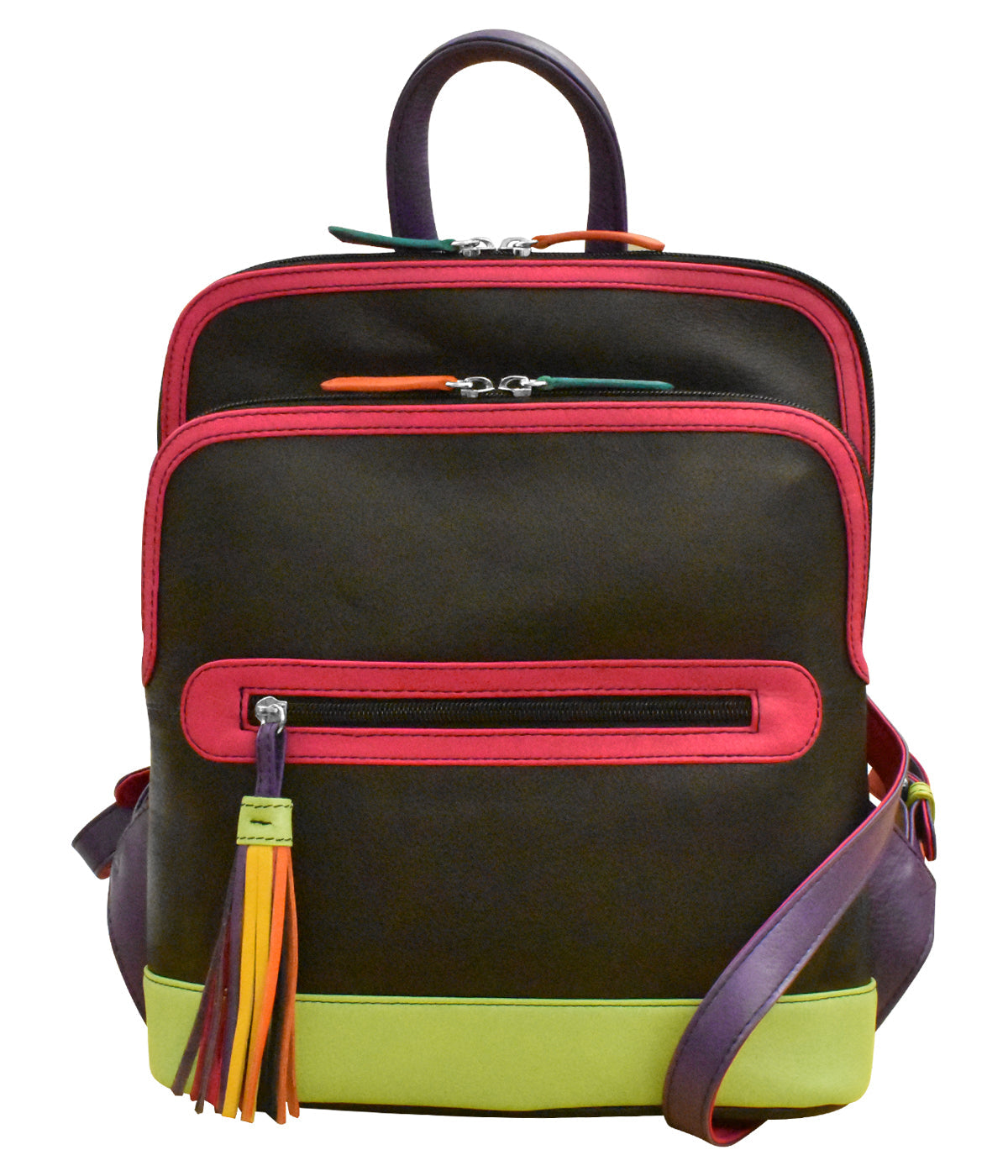  Ili New York Leather Multicolor Backpack Black Brights - Black Brights - Bonton