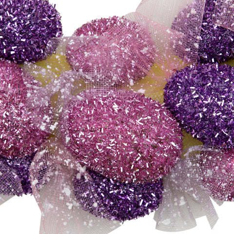 Glittered Easter Egg Wreath - 20" - Pink and Purple