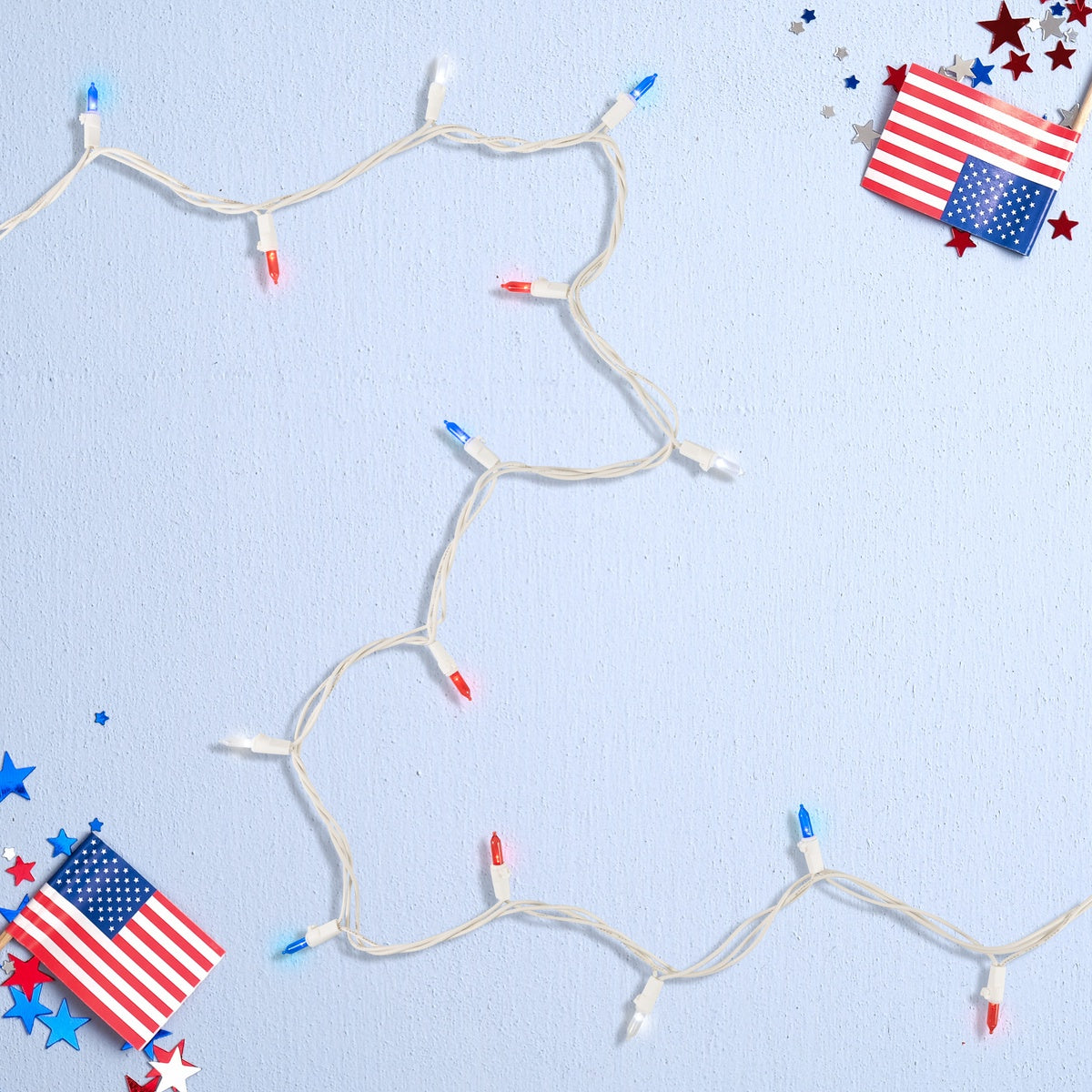  Northlight Americana LED Mini Christmas Lights - 32.75' - White Wire - 100ct - Default Title - Bonton
