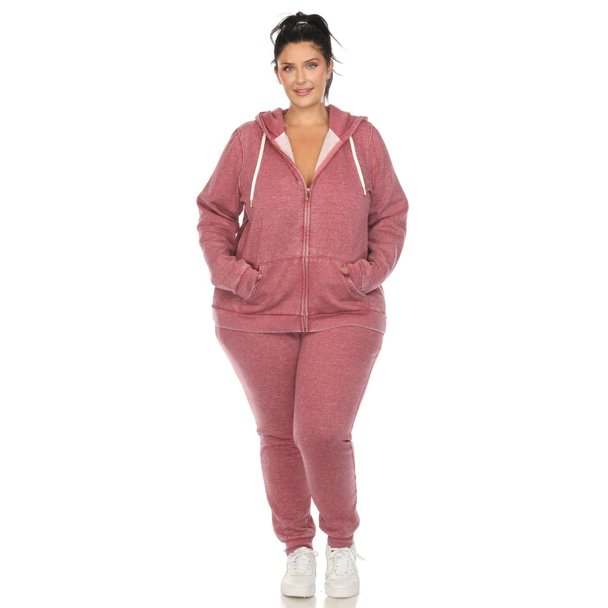  White Mark Plus Size Burnout Jogger Set - 1X - Bonton