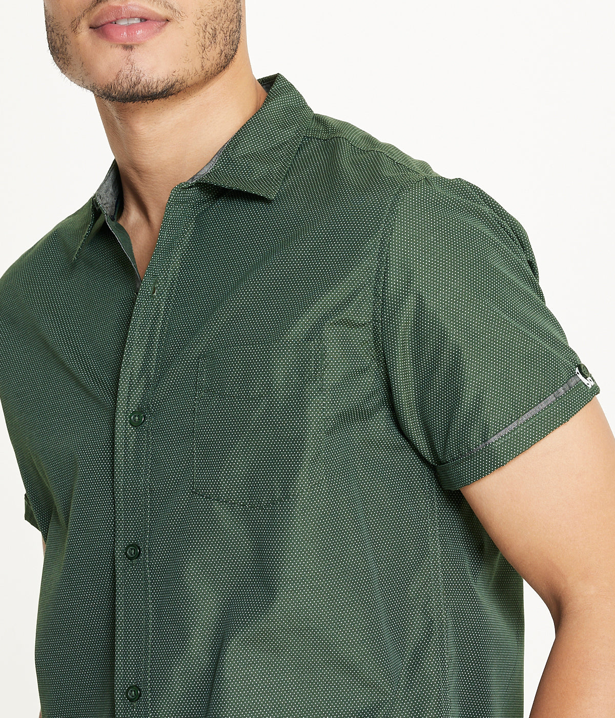  Ditsy Print Short Sleeve Shirt - Green - Bonton