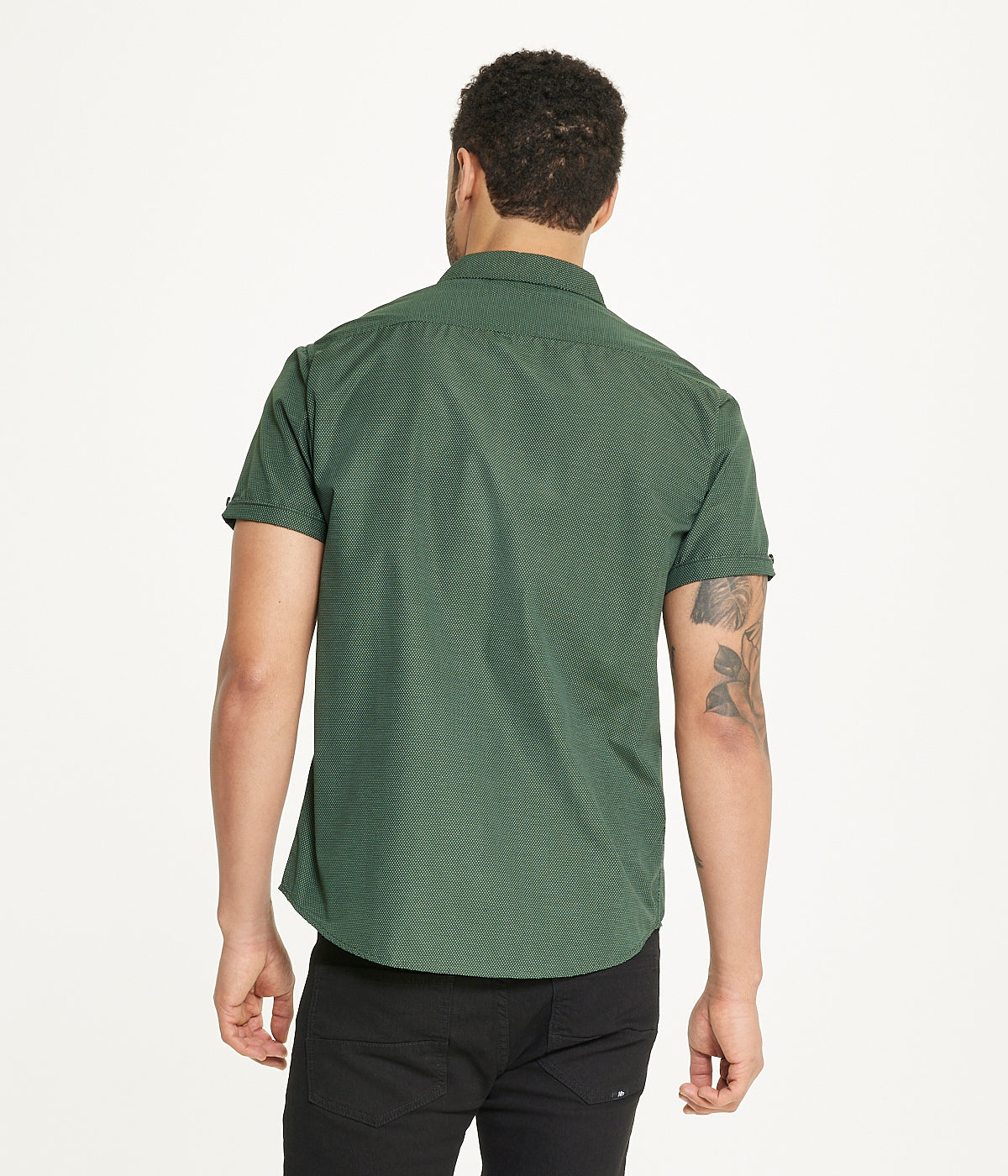  Ditsy Print Short Sleeve Shirt - Green - Bonton