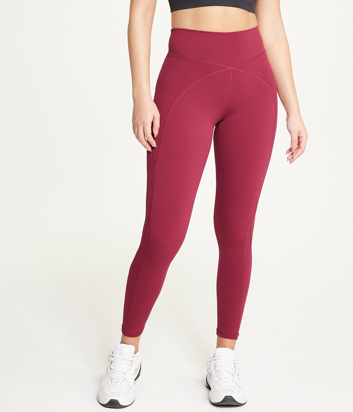  Exertek Yoke Stitching Legging - Burgundy - Bonton