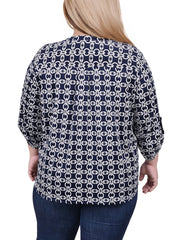 Long Tab-Sleeve Top With Pockets