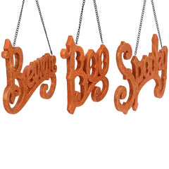 Set of 3  Boo  Spooky  and Beware Hanging Halloween Signs 5.75"