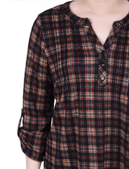 Petite 3/4 Roll Sleeve Top