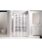 Bathroom Rules Shower Curtain Grey