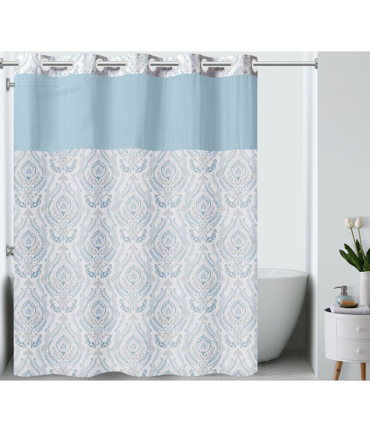French Damask Shower Curtain Blue