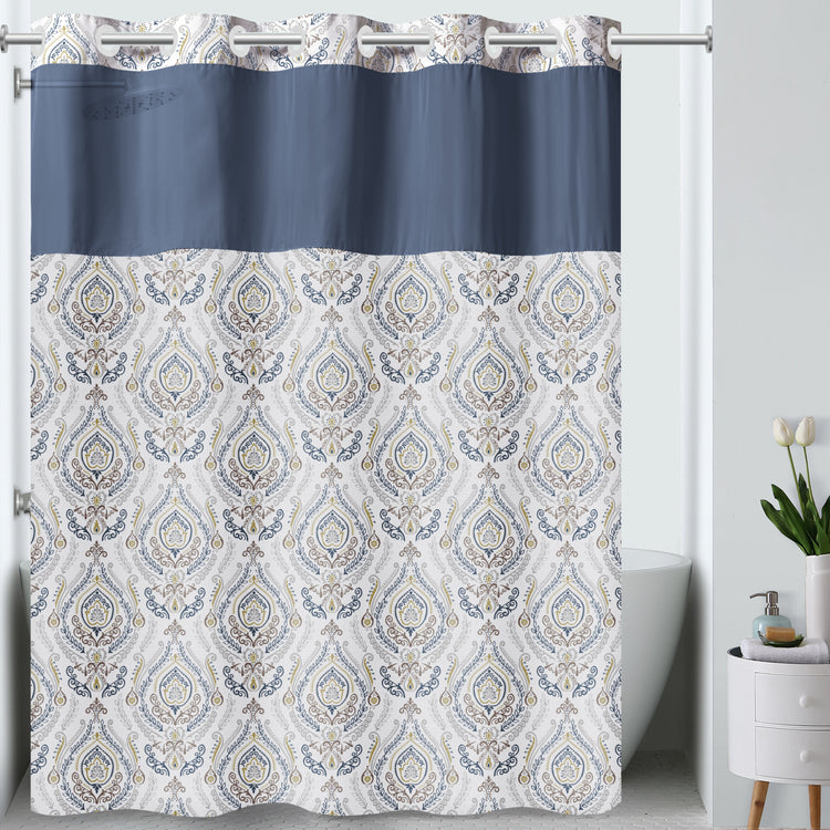 French Damask Shower Curtain Royal Blue