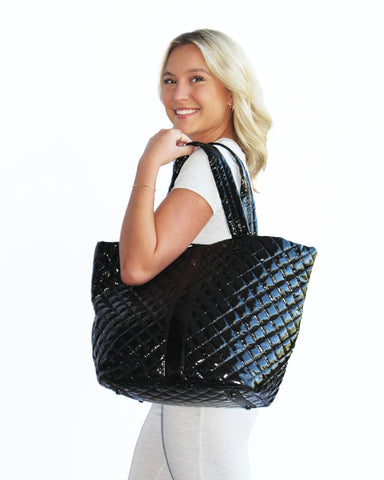 The Debra Diamond Tote Glossy Black