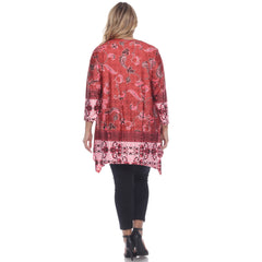 Plus Size Victorian Print Tunic Top With Pockets