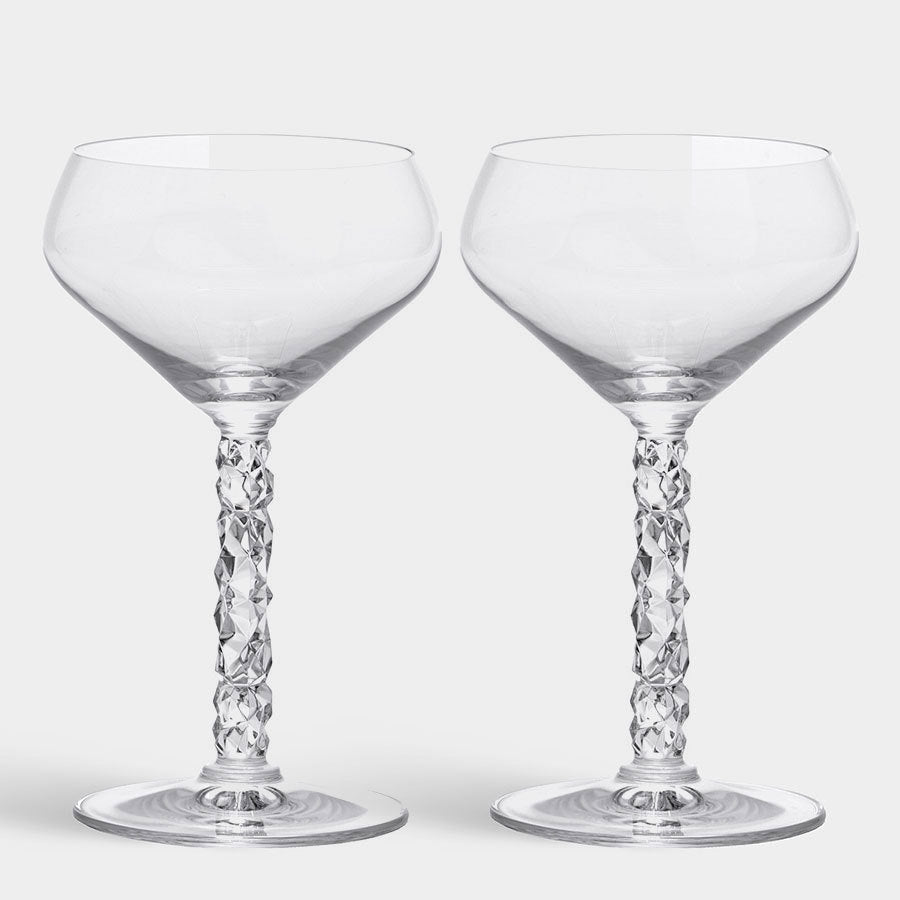  Orrefors Carat Coupe Pair - Clear - Bonton