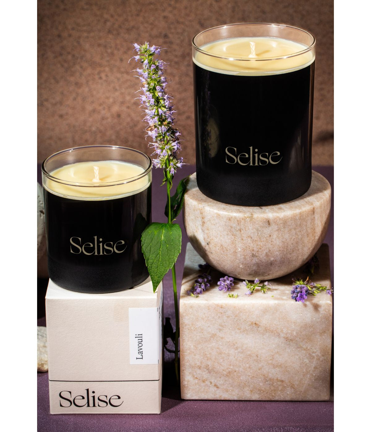  Selise Lavouli Lavender Patchouli Scented Candle Single Cotton Wick - Black - Bonton