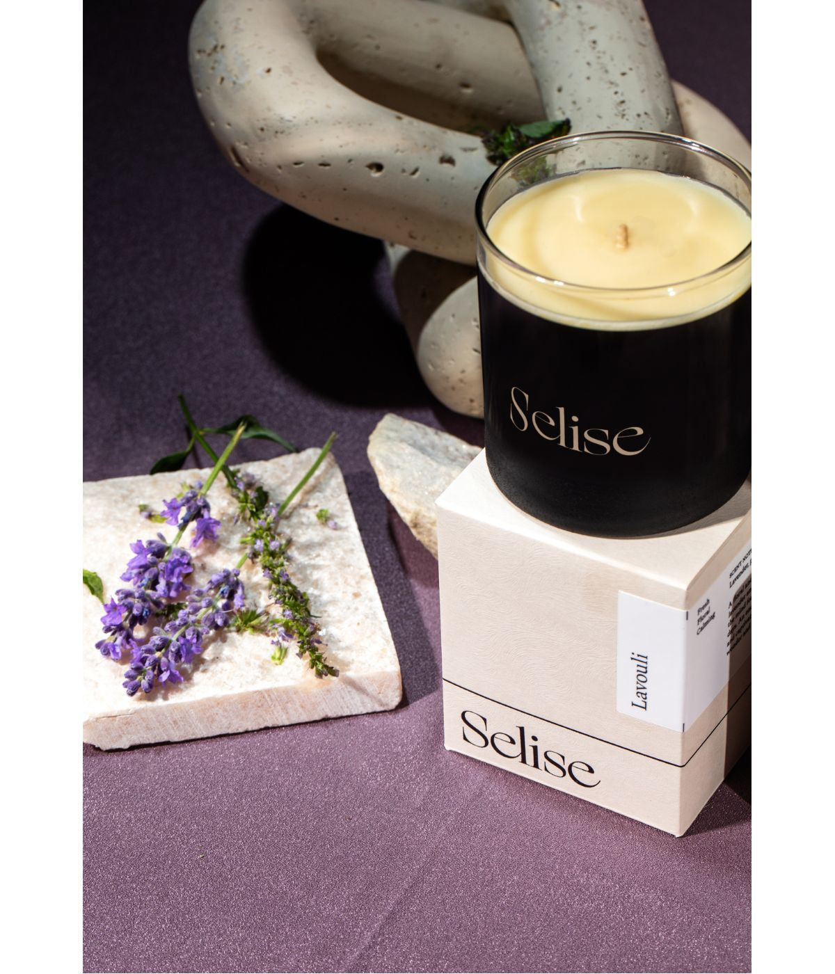  Selise Lavouli Lavender Patchouli Scented Candle Single Cotton Wick - Black - Bonton