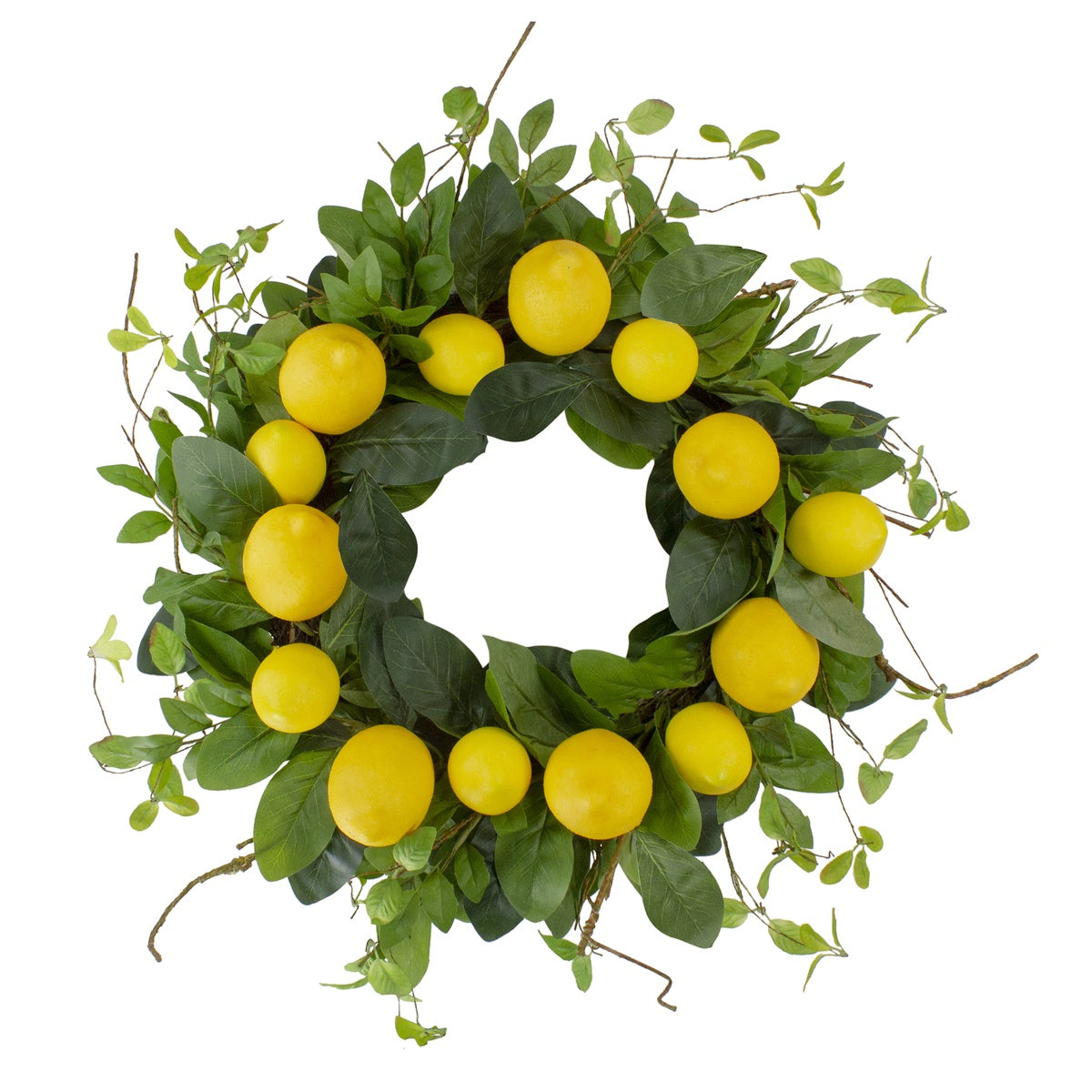  Northlight Lemons and Assorted Foliage Spring Wreath  Yellow and Green 20