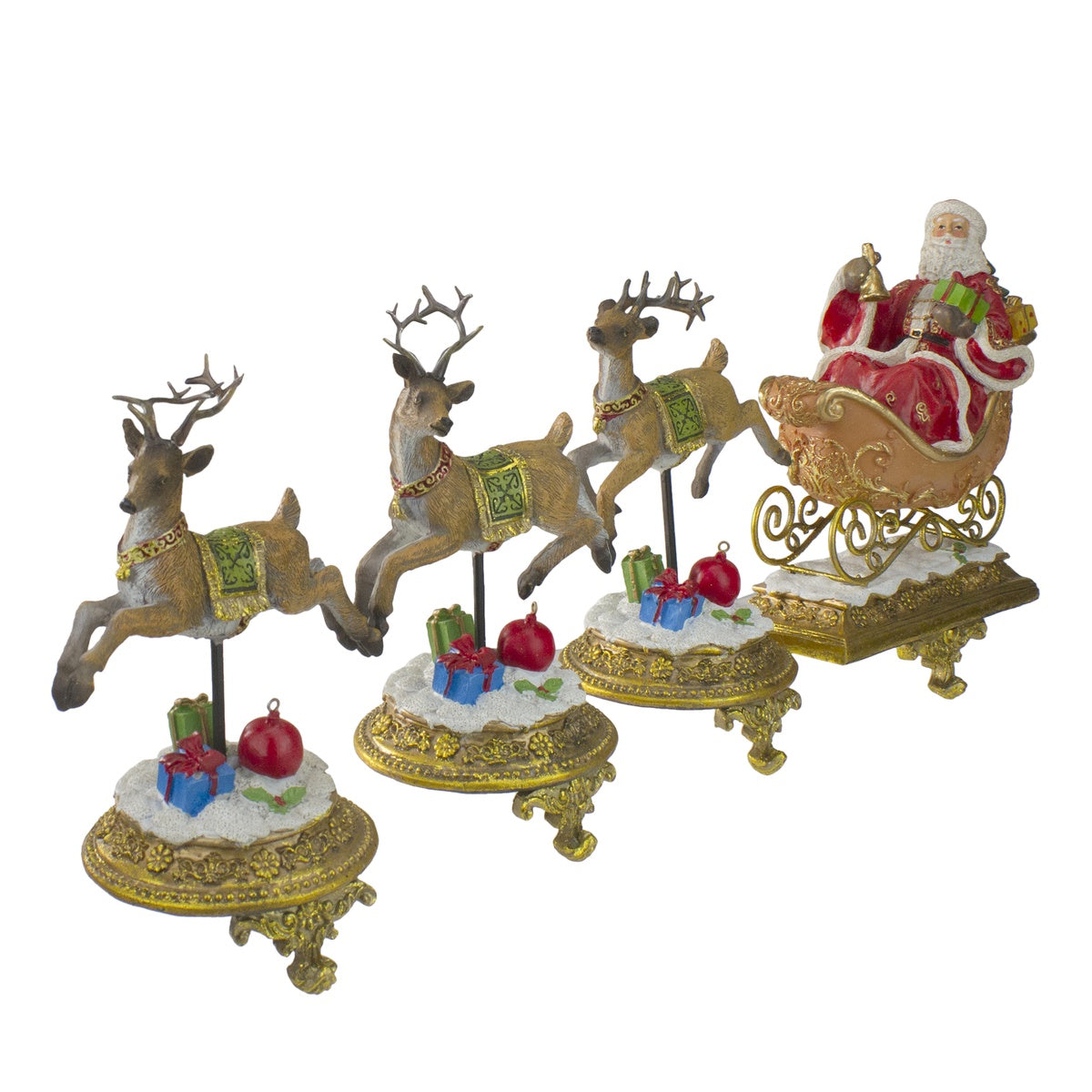  Northlight Santa and Reindeer Christmas Stocking Holders - 9.5