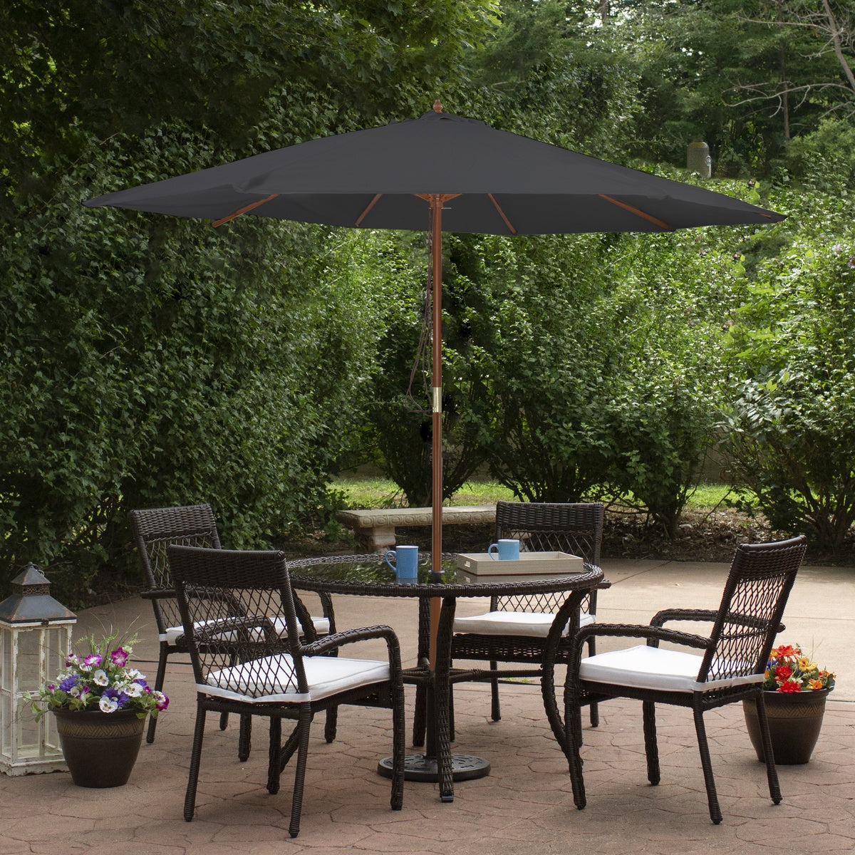  Northlight 8.5ft Outdoor Patio Market Umbrella With Wooden Pole  Gray - Gray - Bonton