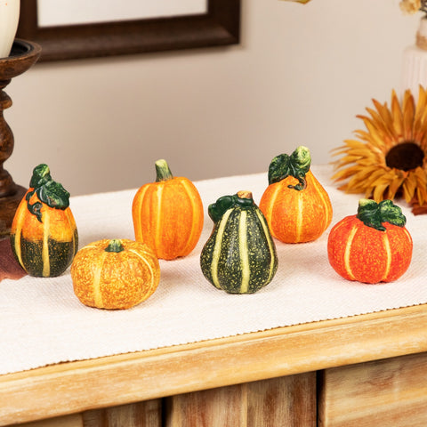 6pc Fall Harvest Ceramic Pumpkins Decoration Set