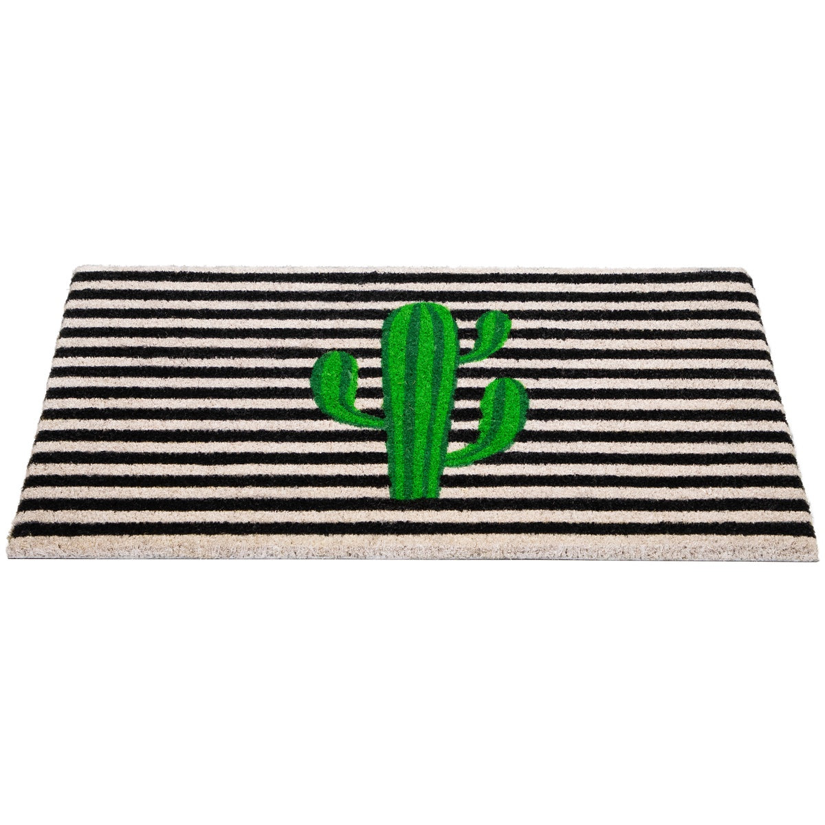  Northlight Green Cactus Striped Natural Coir Outdoor Doormat 18