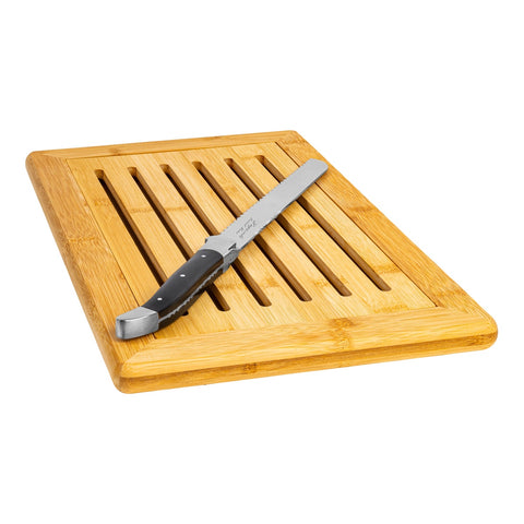 Laguiole Black Pakkawood Bread Knife With Bamboo Bread Board