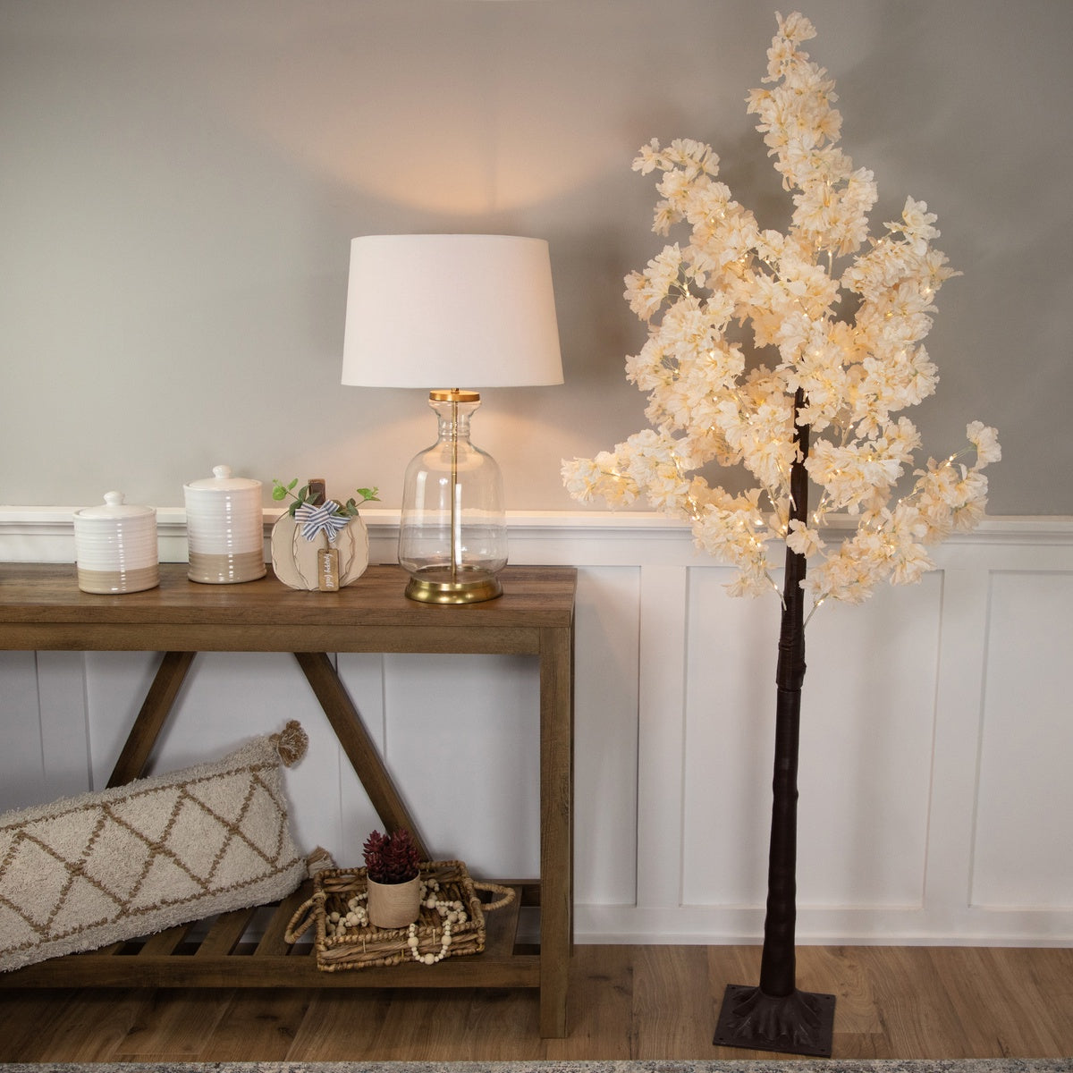  Northlight 6' LED Lighted White Floral Artificial Tree - Warm White Lights - Default Title - Bonton