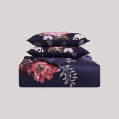 Deep Purple Garden 100% Cotton 5-Piece Reversible Comforter Set