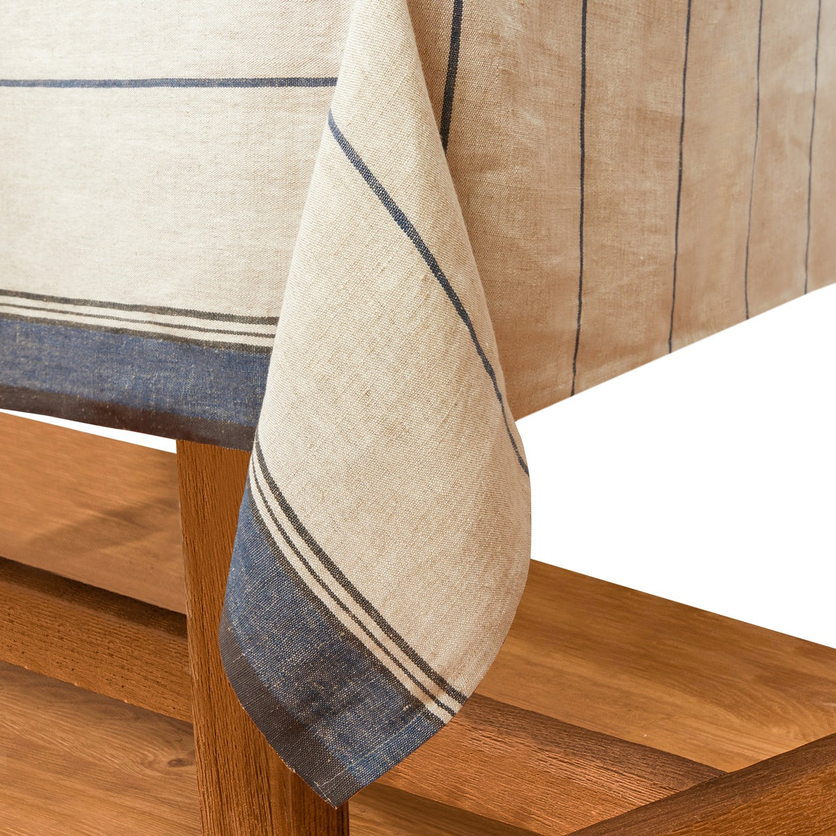  Caravan Eze Ivory & Blue Tablecloth - 60x60 - Bonton