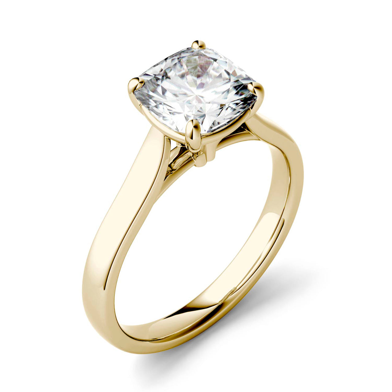  Charles & Colvard Charles & Colvard 2.00cttw Moissanite Cushion Solitaire Ring - Yellow Gold - Bonton