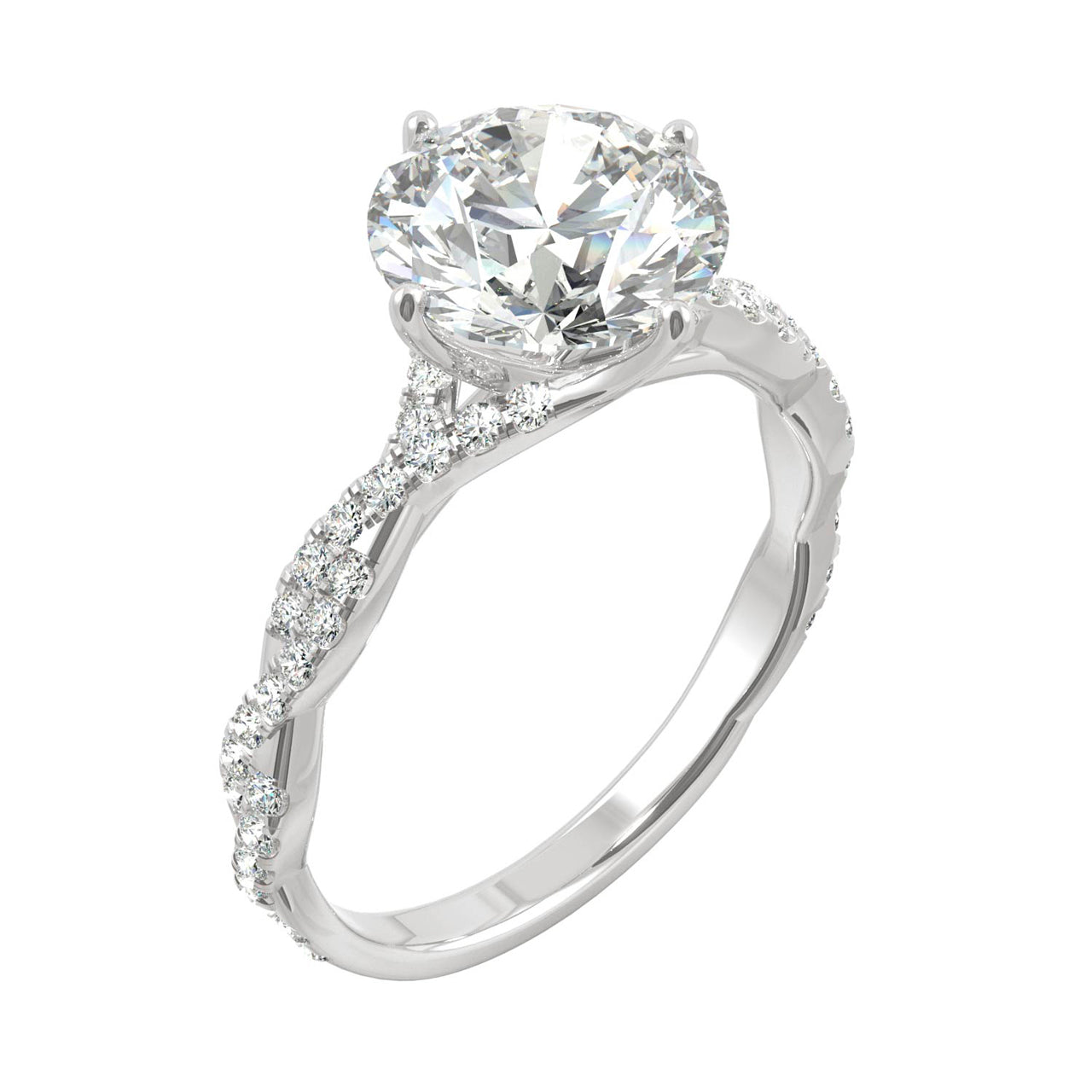  Charles & Colvard Charles & Colvard 2.30cttw Moissanite Twisted Band Engagement Ring - White Gold - Bonton