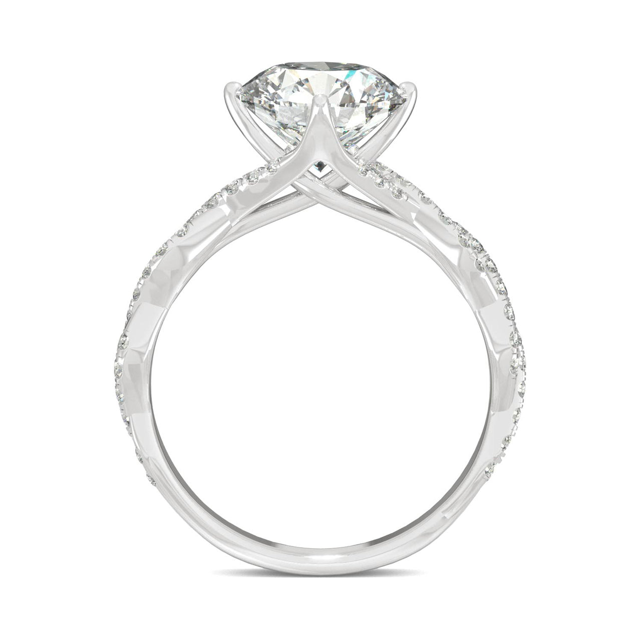  Charles & Colvard Charles & Colvard 2.30cttw Moissanite Twisted Band Engagement Ring - White Gold - Bonton